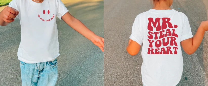 CUSTOM SCREEN PRINT SHIRT - MR. STEAL YOUR HEART (KIDS 2 PCS)