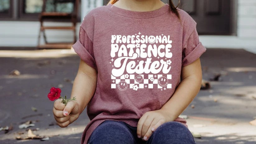 CUSTOM SCREEN PRINT SHIRT - PROFESSIONAL PATIENCE TESTER (KIDS)