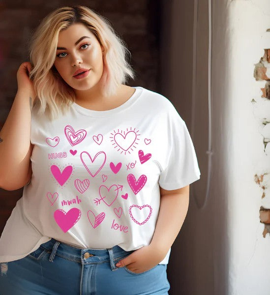 CUSTOM SCREEN PRINT SHIRT - RANDOM HEARTS