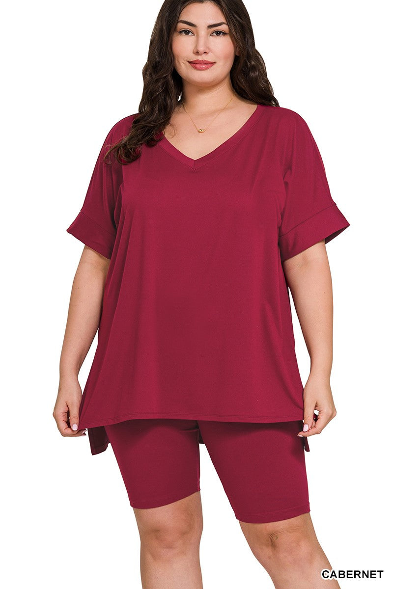 BRUSHED DTY MICROFIBER V-NECK SET