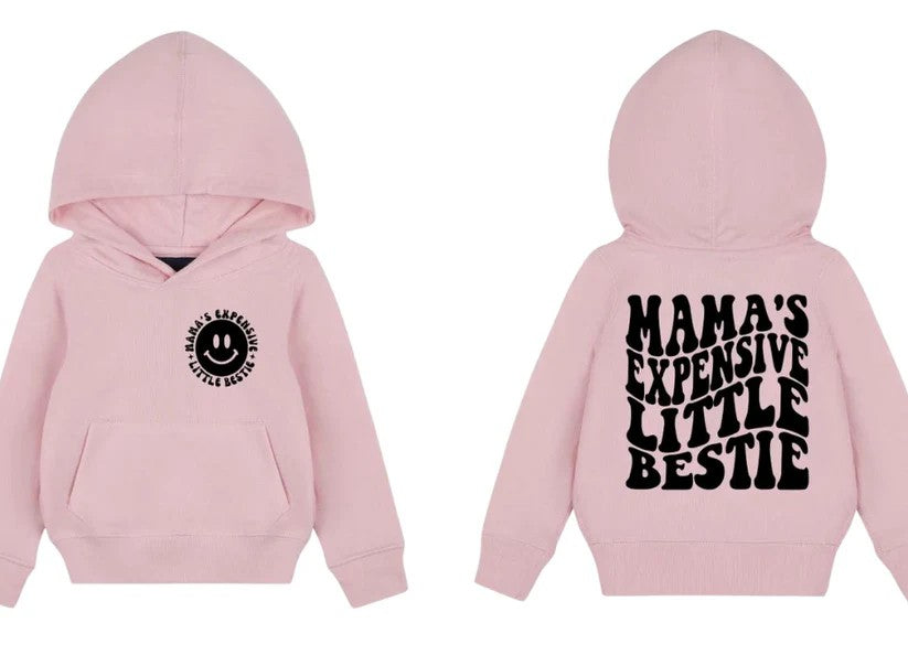 CUSTOM SCREEN PRINT SHIRT-  MAMA'S EXPENSIVE LITTLE BESTIE (KIDS 2 PCS)