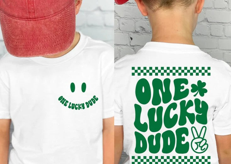 CUSTOM SCREEN PRINT SHIRT - ONE LUCKY DUDE SMILEY (2 PCS)