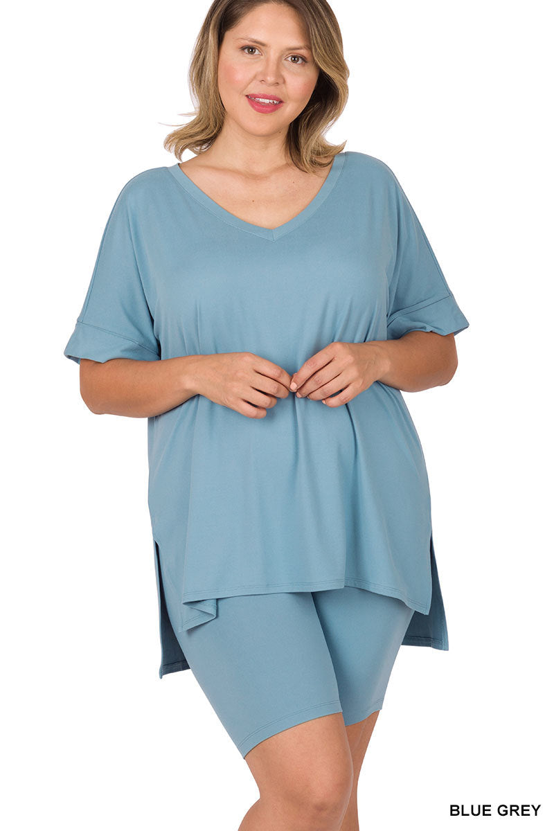 BRUSHED DTY MICROFIBER V-NECK SET