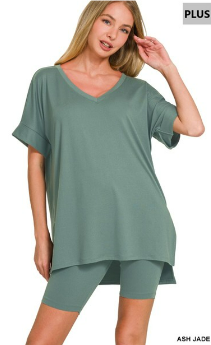 BRUSHED DTY MICROFIBER V-NECK SET