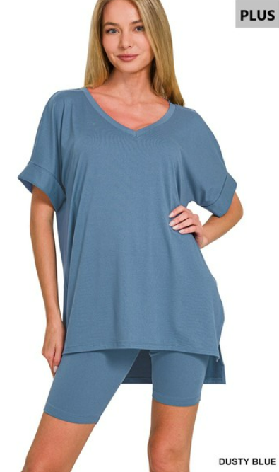 BRUSHED DTY MICROFIBER V-NECK SET