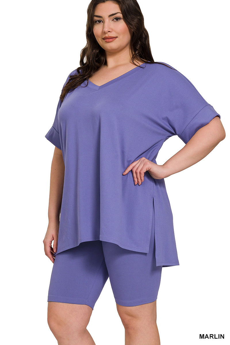 BRUSHED DTY MICROFIBER V-NECK SET