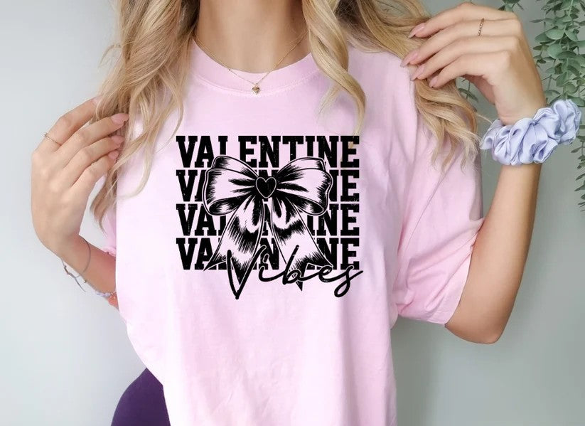 CUSTOM SCREEN PRINT SHIRT - VALETNINE VIBES BOW
