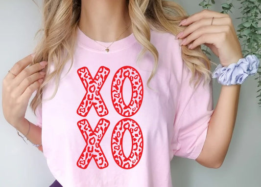 CUSTOM SCREEN PRINT SHIRT - XOXO CHEETAH STACKED